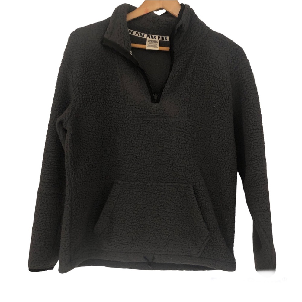 Teddy Coat PINK Victoria Secret Gray Sherpa Pullover